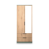 Jago-slatted-effect-2door-2dr-mirror-wardrobe-green from Roseland Furniture