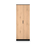 Jago-slatted-effect-tall-2-door-wardrobe-black from Roseland Furniture