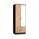 Jago-tall-2-door-2-draw-mirrored-wardrobe-black from Roseland Furniture