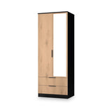 Jago-tall-2-door-2-draw-mirrored-wardrobe-black from Roseland Furniture