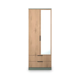 Jago-tall-2-door-2-draw-mirrored-wardrobe-green from Roseland Furniture