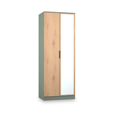 Jago Slatted Effect Tall 2 Door Mirrored Wardrobe