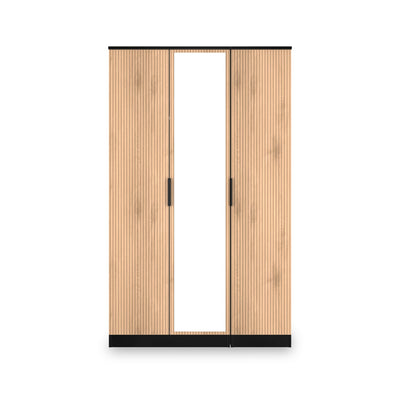 Jago Slatted Effect 3 Door Mirrored Wardrobe