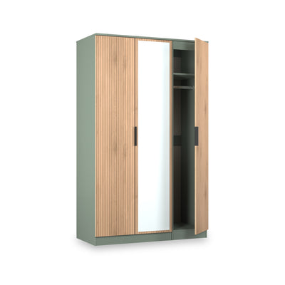 Jago Slatted Effect 3 Door Mirrored Wardrobe