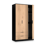 Jago-tall-3-door-2-drawer-wardrobe-black from Roseland Furniture