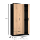 Jago-tall-3-door-2-drawer-wardrobe-black from Roseland Furniture