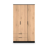 Jago-tall-3-door-2-drawer-wardrobe-black from Roseland Furniture