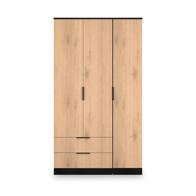 Jago Slatted Effect Tall 3 Door 2 Drawer Wardrobe