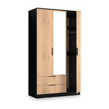 Jago-tall-3-door-2-drawer-mirror-wardrobe-black from Roseland Furniture