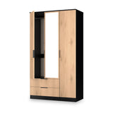 Jago-tall-3-door-2-drawer-mirror-wardrobe-black from Roseland Furniture