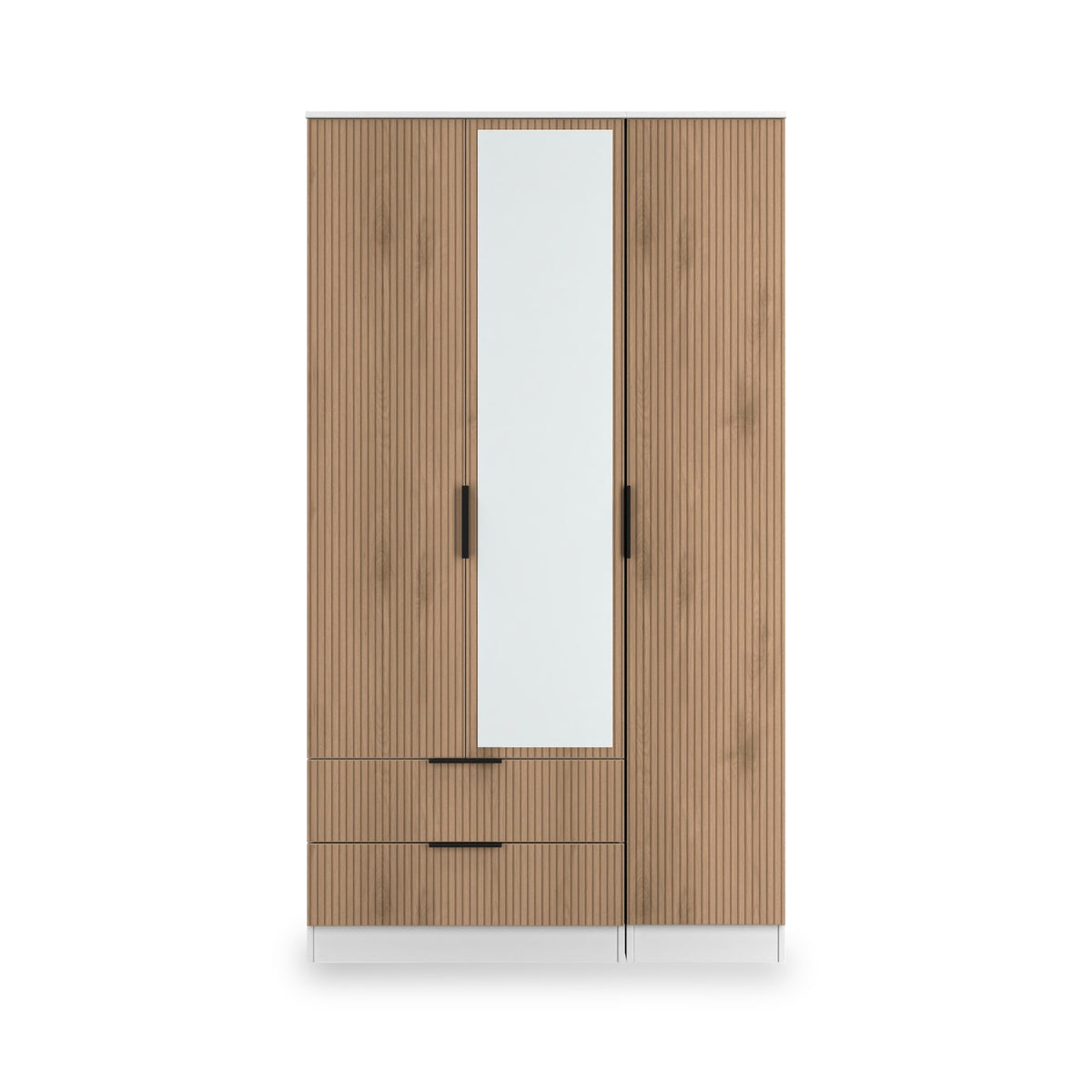 Jago-tall-3-door-2-drawer-mirror-wardrobe-white from Roseland Furniture