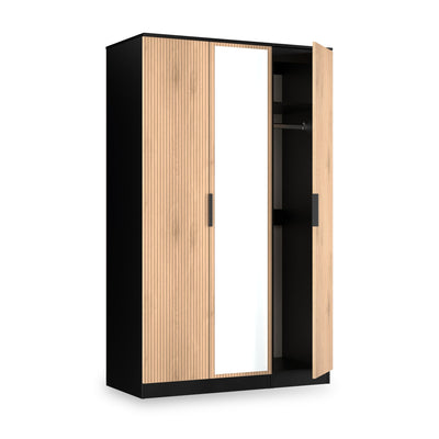 Jago Slatted Effect Tall 3 Door Mirrored Wardrobe