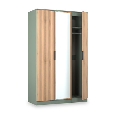 Jago Slatted Effect Tall 3 Door Mirrored Wardrobe