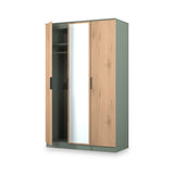 Jago-tall-3-door-mirrored-wardrobe-green from Roseland Furniture