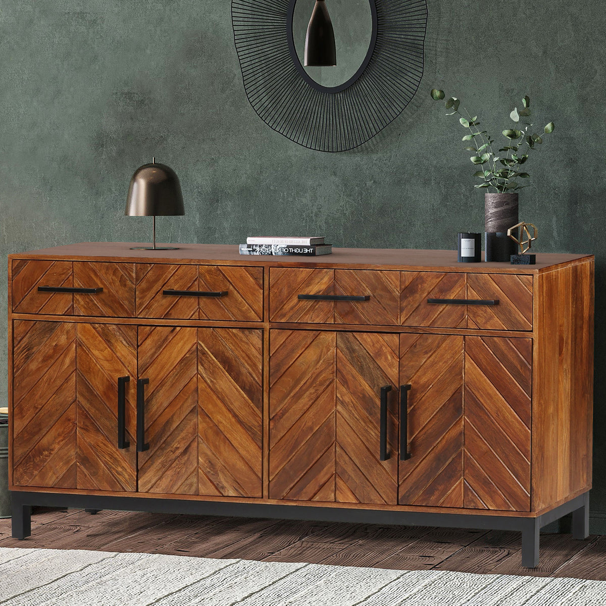 Loric Parquet Mango Wood Large Sideboard