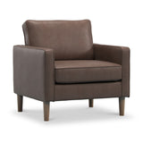 Jefri Faux Leather Armchair Brown Close1 from Roseland Furniture