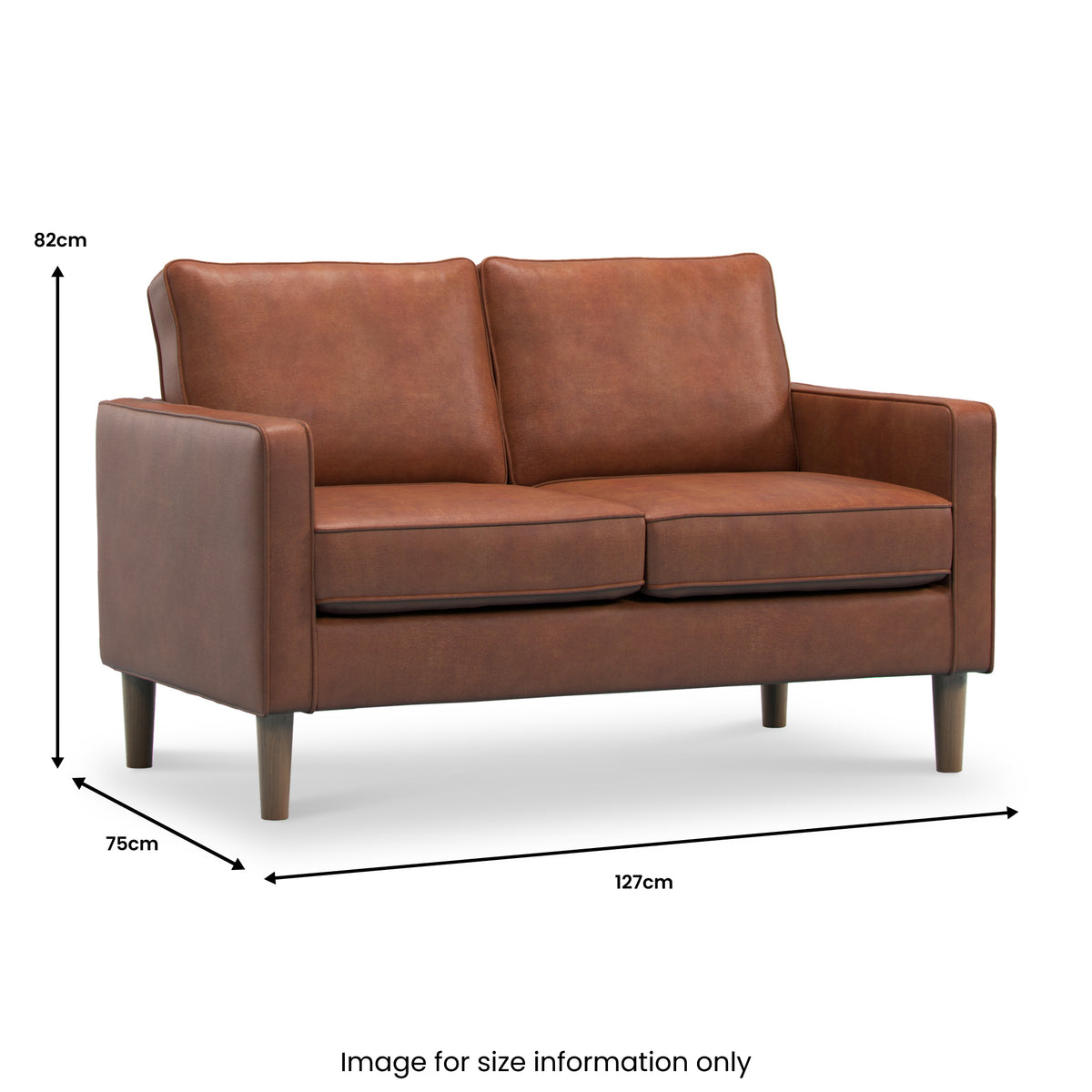 Jefri Faux Leather 2 Seater Sofa Tan Dims from Roseland Furniture