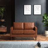 Jefri Faux Leather 2 Seater Sofa Tan Dims from Roseland Furniture