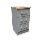 Talland Grey 3 Drawer Bedside Cabinet by Roseland Furniture