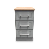 Talland Grey 3 Drawer Bedside Cabinet by Roseland Furniture