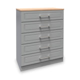 Talland Grey 5 Drawer Chest by Roseland Furniture