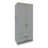 Talland Grey 2 Door 2 Drawer Wardrobe by Roseland Furniture