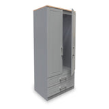 Talland Grey 2 Door 2 Drawer Wardrobe by Roseland Furniture