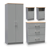 Talland Grey 4 Piece Bedroom Set with Oak Tops from Roseland Furniture