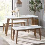 Alver 120cm Dining Table Set With 2 Benches from Roseland Furniture