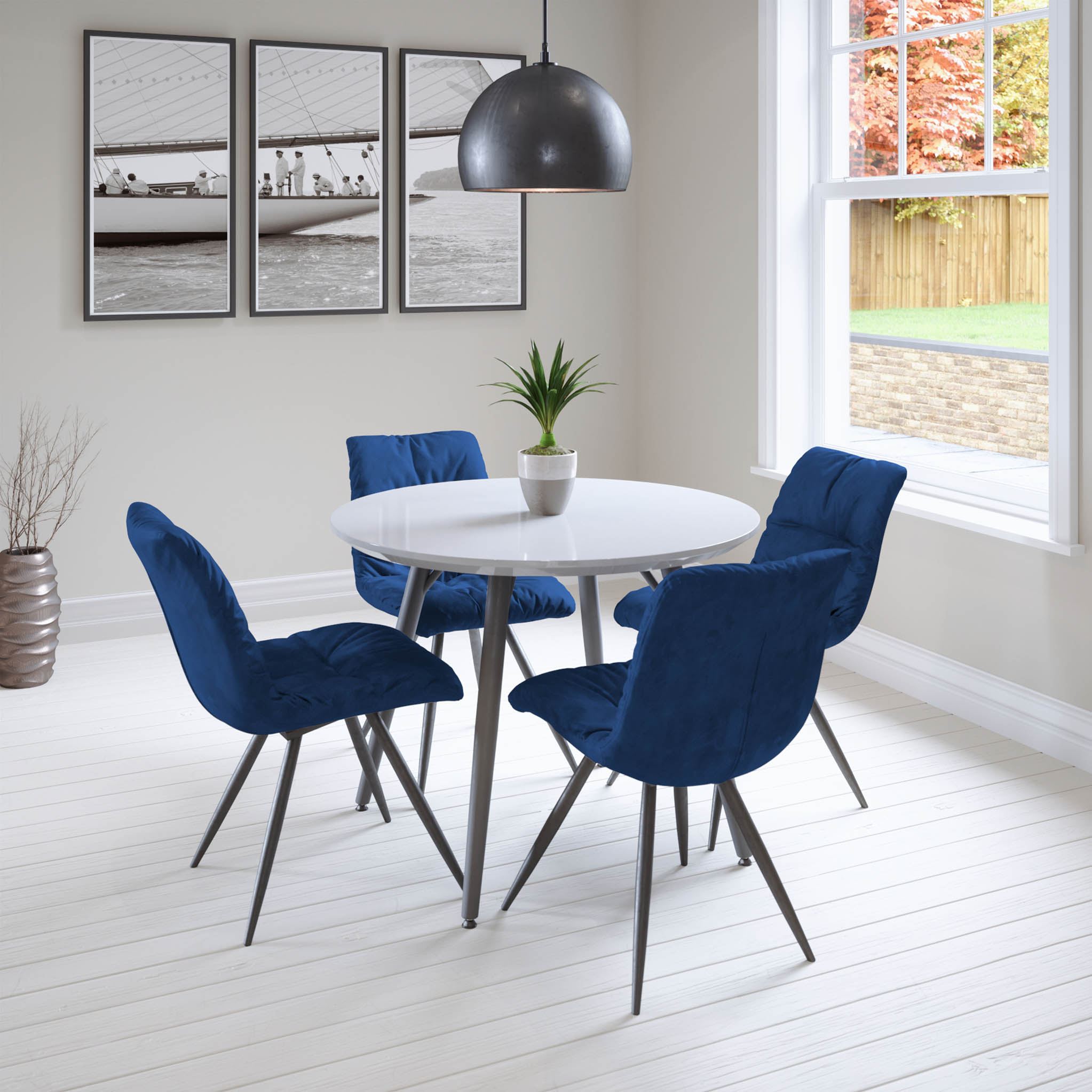 Round high store gloss dining table