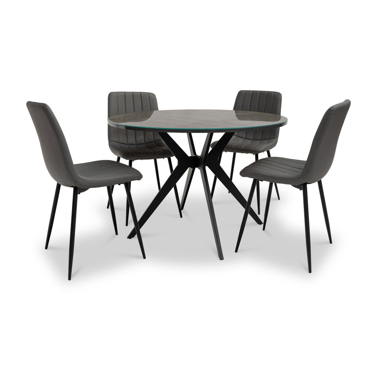 Louie-grey-oak-effect-round-dining-table from Roseland Furniture