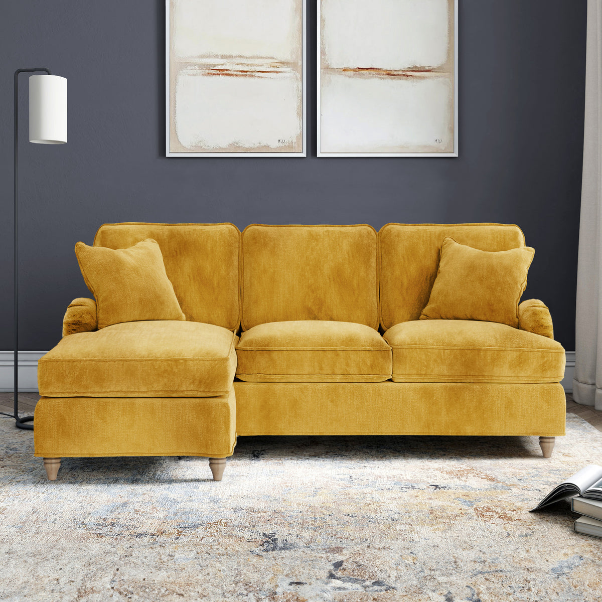 Arthur Gold LH Chaise Sofa from Roseland Furniture