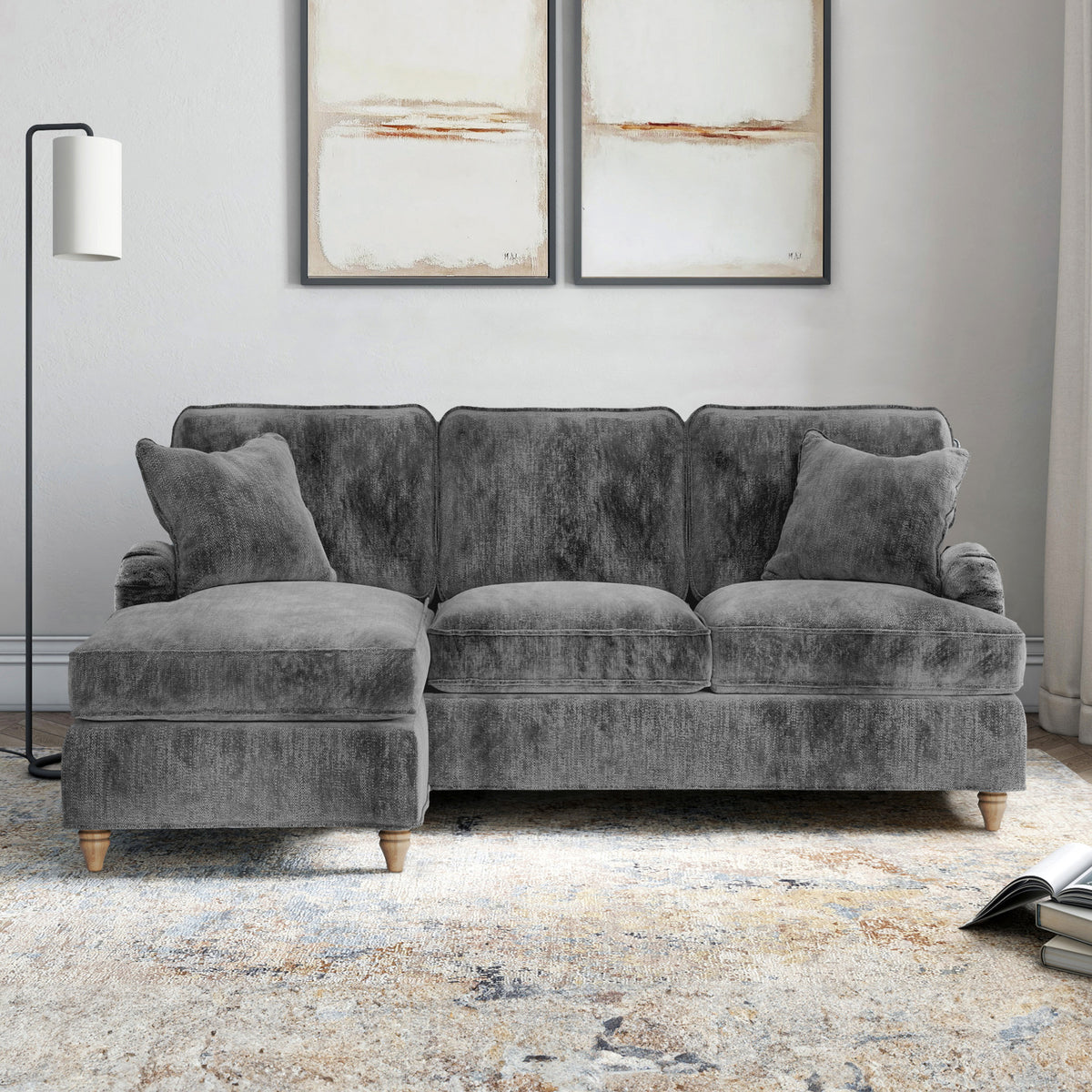 Arthur Charcoal LH Chaise Sofa from Roseland Furniture