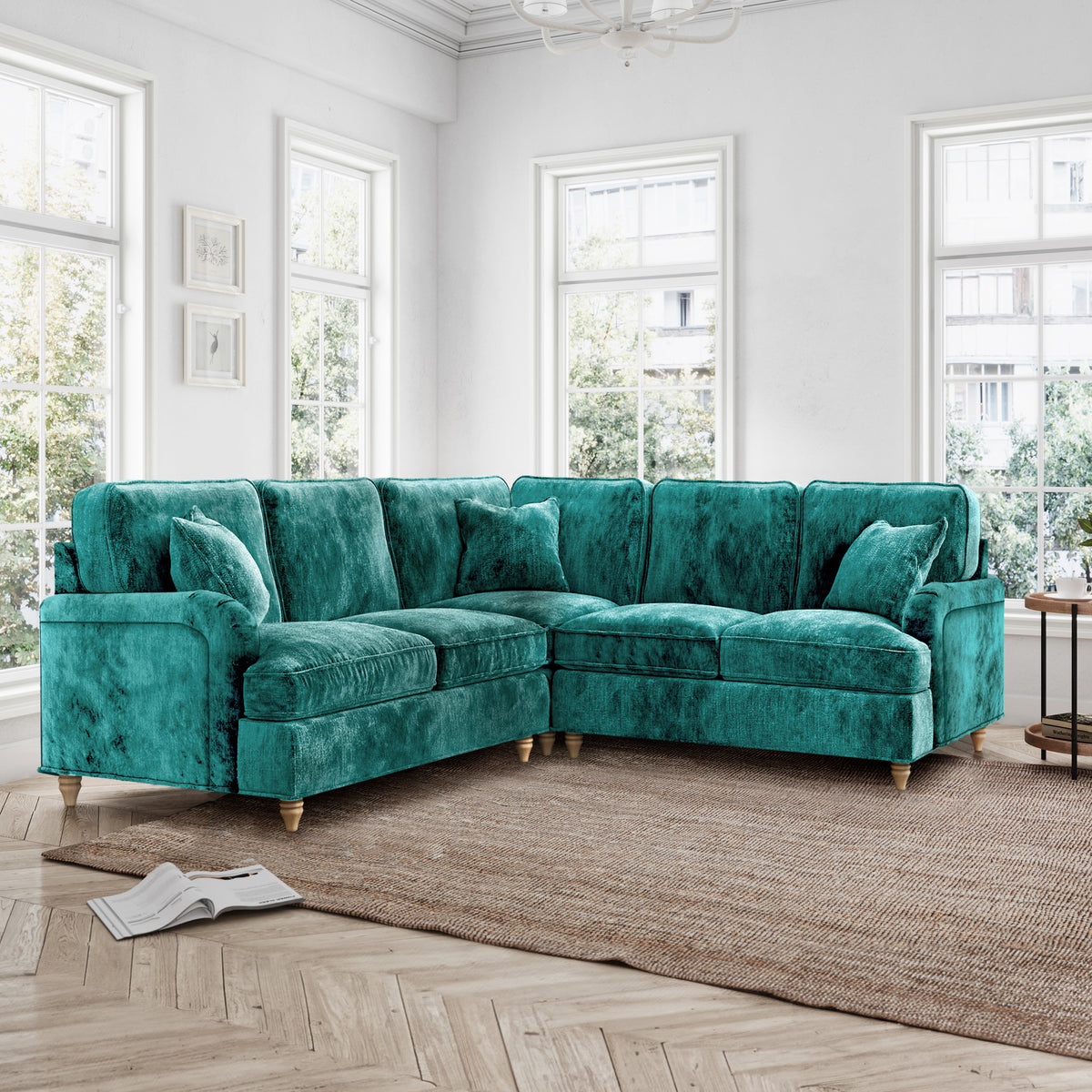 Arthur Emerald Green Large Corner Sofa from Roseland Furniture