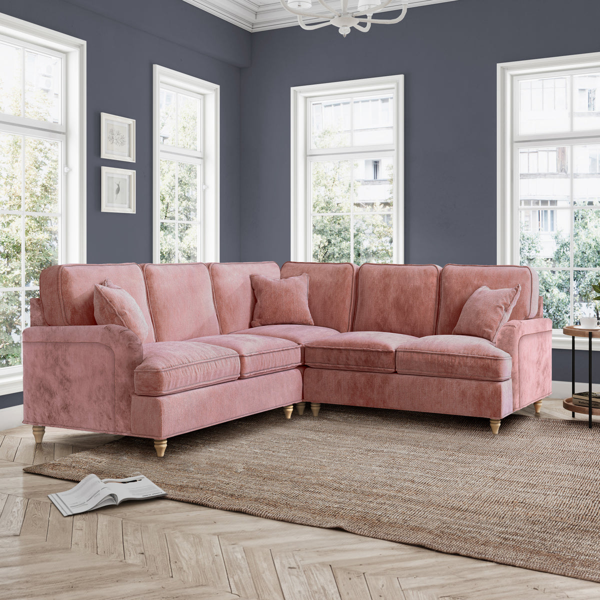 Arthur Blush Pink Large Corner Sofa from Roseland Furniture