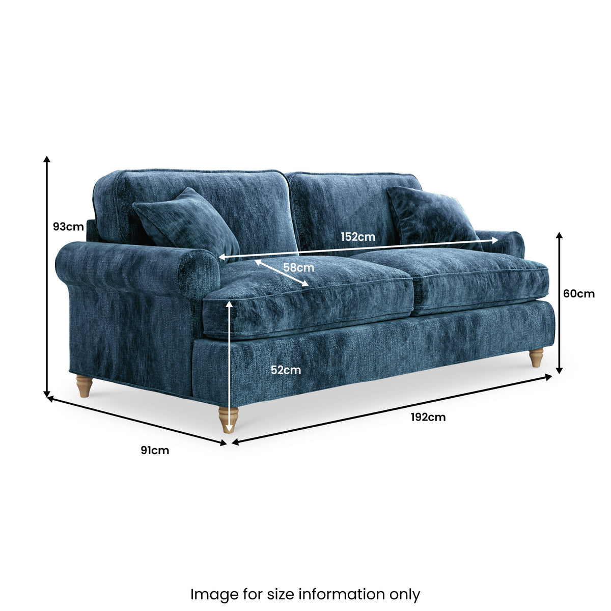 Alfie Navy Blue 3 Seater Sofa from Roseland Furniture