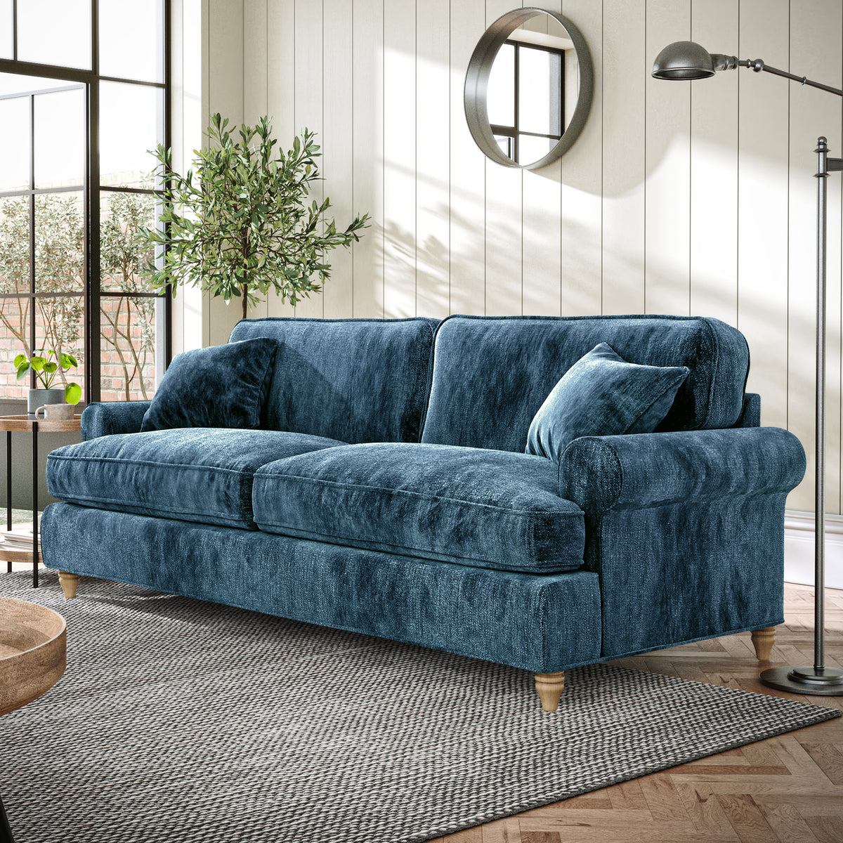 Alfie Navy Blue 4 Seater Sofa from Roseland Furniture