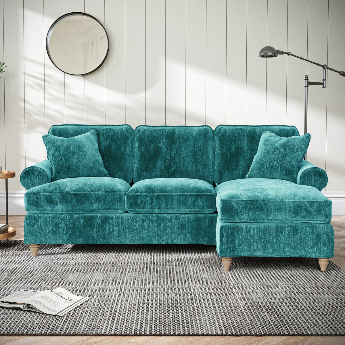 Alfie Chaise Sofa in Emerald by Roseland Furniture