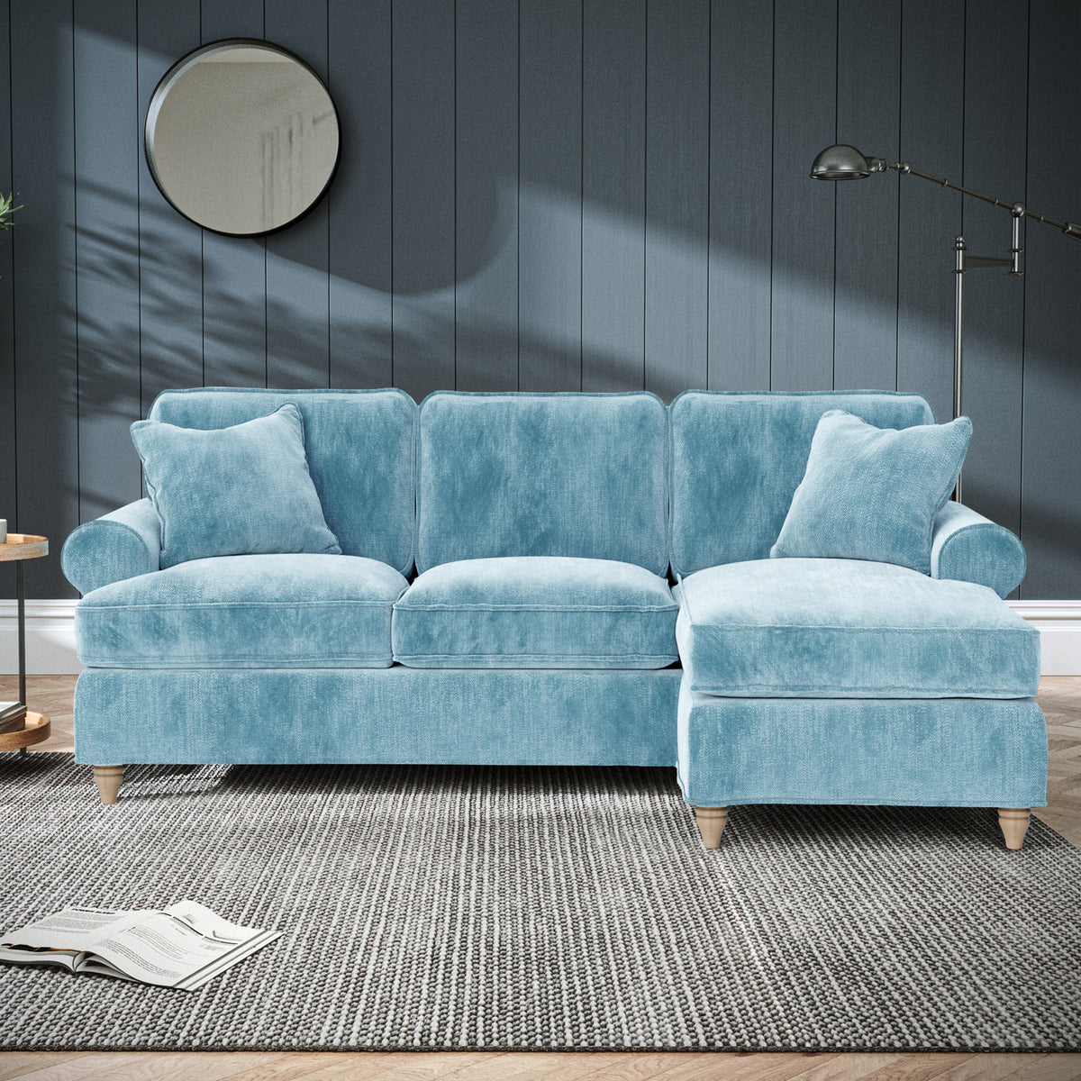 Alfie Chaise Sofa in Lagoon by Roseland Furniture