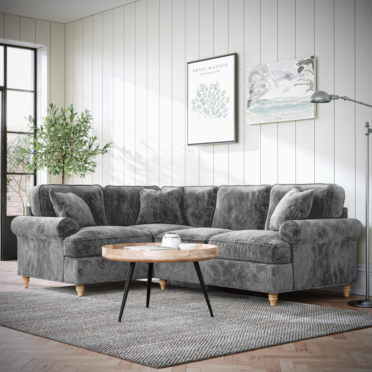 Alfie Charcoal Corner Sofa from Roseland Furniture