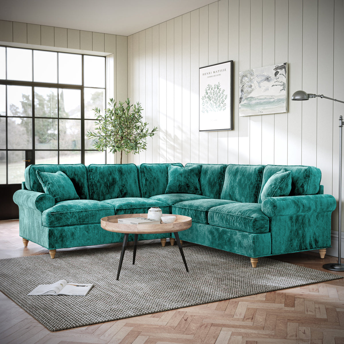 Alfie Emerald Green Large Corner Sofa from Roseland Furniture