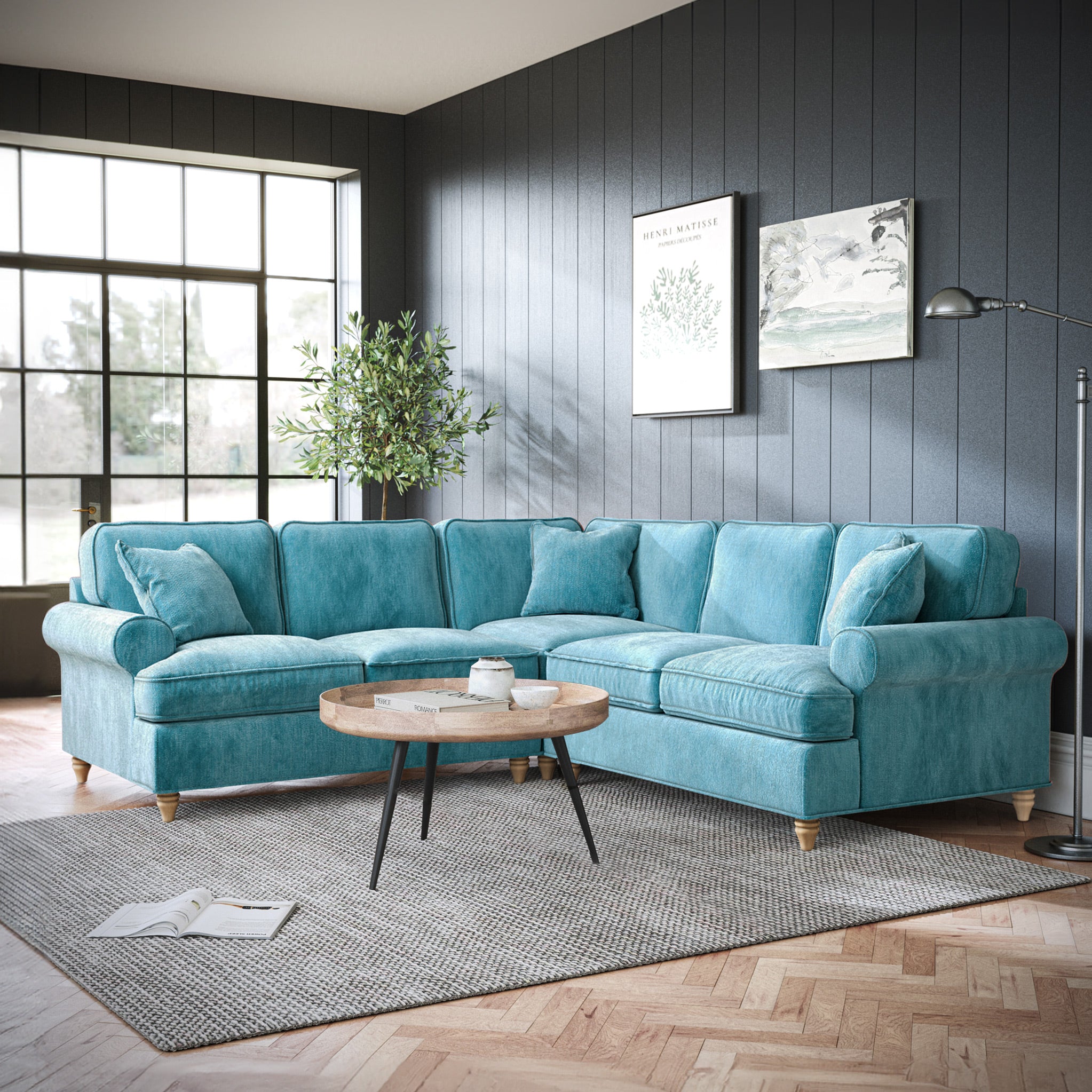 Large store teal sofa