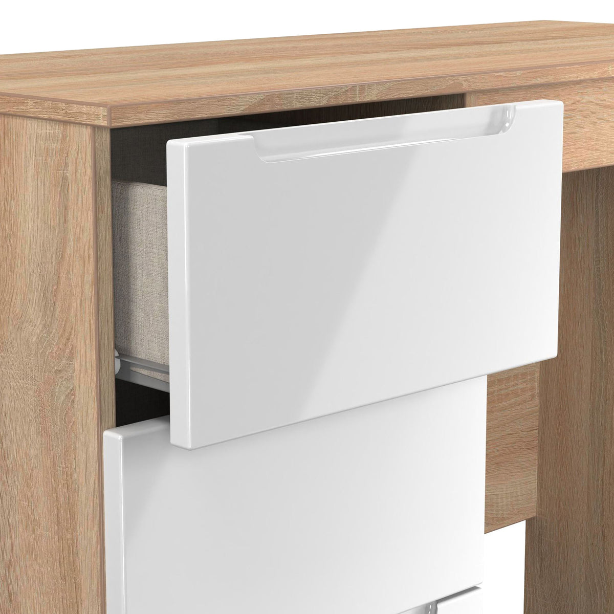 Henshaw 3 Drawer Dressing Table White Oak from Roseland Furniture