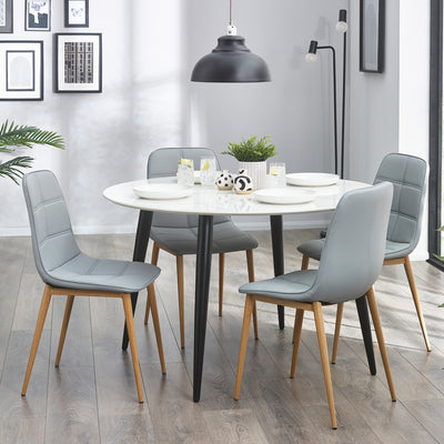 Kenver 120cm Round Dining Table With 4 Roscoe Chairs