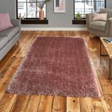 Newton Rose Pink Deluxe Shaggy Rug for bedroom