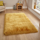 Newton Yellow Deluxe Shaggy Rug for bedroom