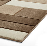 Regis Beige Brown Geometric Cube Rug