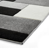 Regis Black Grey Geometric Cube Rug