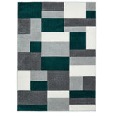 Regis Green Grey Geometric Cube Rug from Roseland Furniture