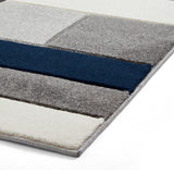 Regis Navy Blue Grey Geometric Cube Rug